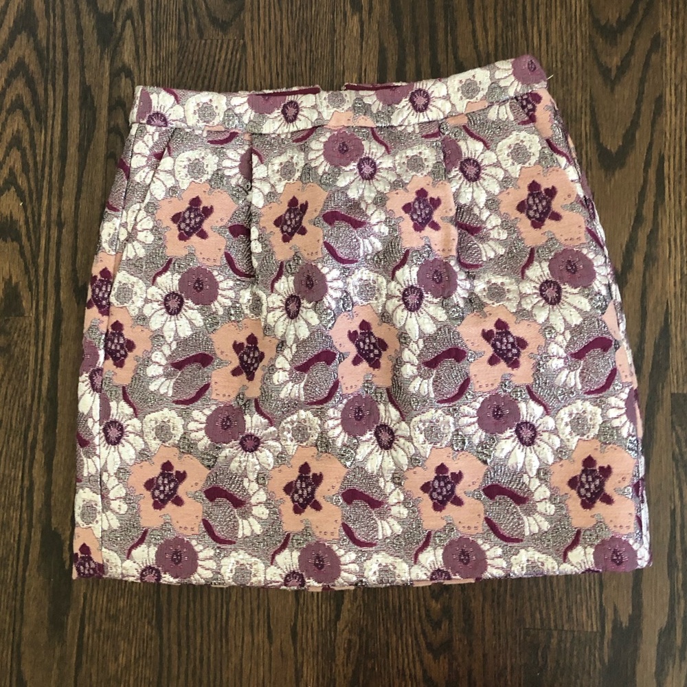 J CREW brocade metallic mini skirt